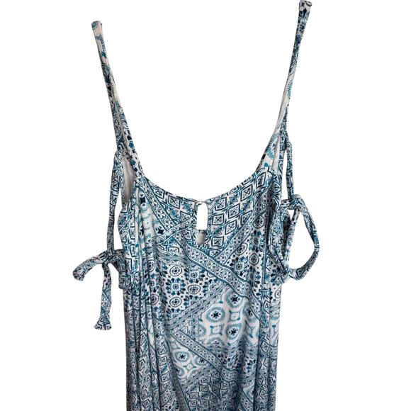 L*SPACE NWOT Girl in Motion Dress Blue Patchwork Swim Coverup Shoulder Ties Sz S - Picture 12 of 12